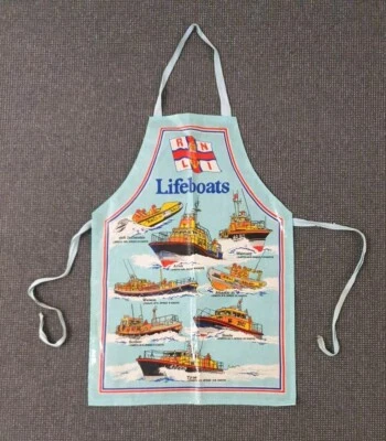 🔶️RETRO VINTAGE WATERPROOF KITCHEN APRON ROYAL NAVY RNLI LIFE BOATS LIFEBOATS - Image 1 of 4