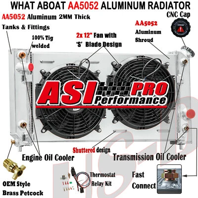 3-Row Radiator Shroud Fan For 1994 1995 Chevy Blazer S10 GMC Sonoma Jimmy 4.3L - Image 1 of 4