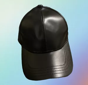 Schwarze Baseballmütze/Mütze in PU-Lederoptik verstellbar; warm für Winter - Herren/Damen NEU - Bild 1 von 6
