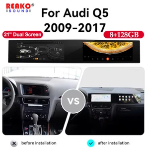 12.3'' Dual Screen Android 13 For Audi Q5 2009-2017 Car Radio Stereo Nav Carplay - Picture 1 of 11