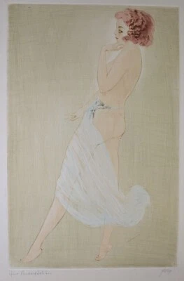 F.X. Wolf, Weiblicher Akt, Art Deco, Farbradierung, um 1920, signiert - Bild 1 von 4