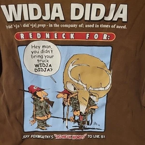 Vintage Jeff Foxworthy Redneck Hunter Funny Art Cartoon XL braun T-Shirt Komödie RAR - Bild 1 von 7