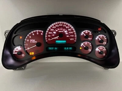 03-05 Silverado Velocímetro Medidor Cluster con Trans Temp Rojo/Blanco RECONSTRUIDO Foto 1 de 4
