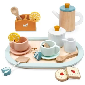Wooden Tea Set for Little Girls Wooden Toys Toddler Tea Set Play Kitchen Acce... - Picture 1 of 6