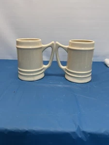 Vintage Porcelain Beer Mug Stein USA on bottom 1950-1960s set of 2 - Picture 1 of 4