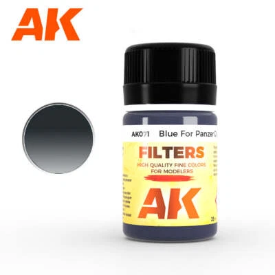 AK Interactive AK071 Blue Filter for Panzer Gray Vehicles Enamel 35ml - US