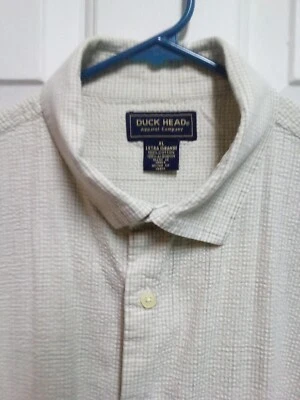 Mens Duck Head XL Tan Seersucker Short Sleeve Shirt with Chest Pocket - Image 1 of 4