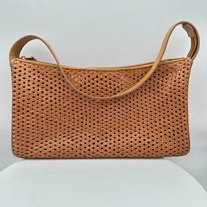 Vtg Zanasca Purse Bag Tan Woven Shoulder Strap Leather Boho Chic Beach Summer - Picture 1 of 7