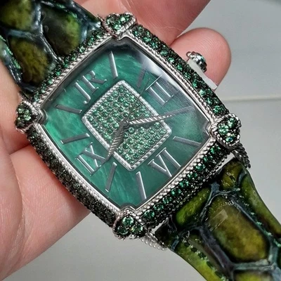 RELOJ JUDITH RIPKA VERDE MoP Serpiente Cuero de Vaca MÓNACO ACERO INOXIDABLE Foto 1 de 4