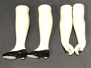 Vintage 5" Porcelain China Doll Arms Legs Black Heeled Shoes - Picture 1 of 3