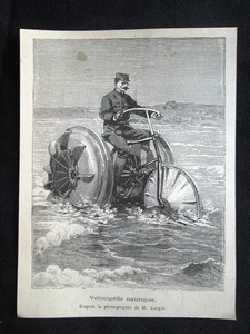 Velocipede nautico Incisione del 1894 - Imagen 1 de 1