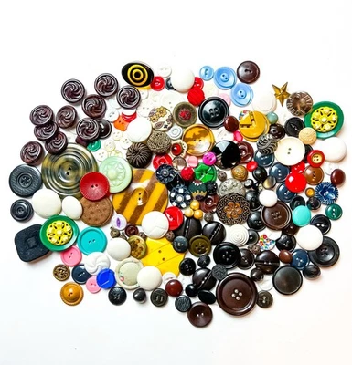 Antique Vintage Button Lot Glass Goodyear Colt Mfg Buffed Celluloid Bakelite Vtg - Image 1 of 4