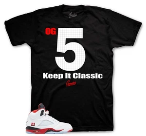 Shirts Match Jordan 5 Fire Red 2020 Sneaker Tee - Kepe It Classic Sneaker Tees - Picture 1 of 2