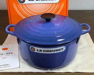 Le Creuset Cocotte Ronde runde Kasserolle 24 cm kobaltblau Gusseisen unbenutzt - Bild 1 von 9