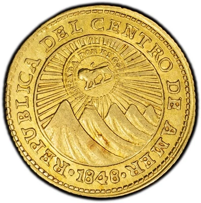 1848 Costa Rica 1 Oro Escudo-JB Contramarca - KM-84 PCGS XF Población 1/1 🥇 Foto 1 de 4