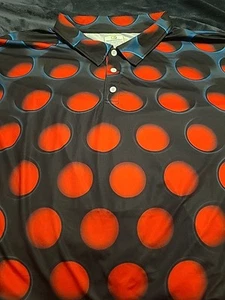 Polo de golf desagradable esfera roja bola ilusión estampado por todas partes para hombre 5XL - Imagen 1 de 3
