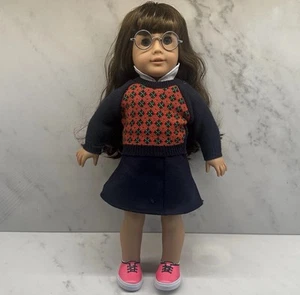 American Girl Doll Molly McIntyre 18” Red Plaid Sweater Navy Blue Skirt Glasses - Picture 1 of 14