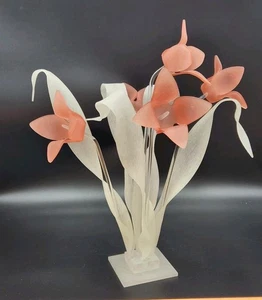 Vintage Plexiglas Acryl mattiert Pfirsich Narzisse/Tulpe Blume Skulptur MCM - Bild 1 von 24