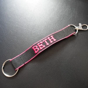 Beth Lanyard Key Strap Keychain Personalized Novelty Name Gift Black Pink  - Picture 1 of 5