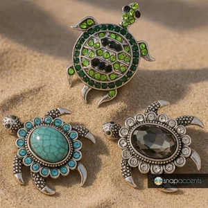 Sea Turtle Snap Jewelry Ginger Charm 18MM Tortoise Ocean Animal Snap Button - Picture 1 of 11