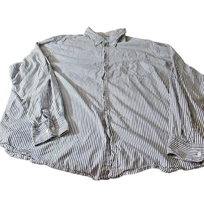 George Mens 3XL Blue Stripe Button Down Long Sleeve Casual Shirt - Image 1 of 4