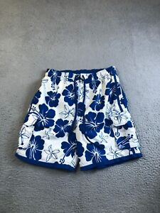 Ocean Pacific Swim Trunks Mens 31 White Blue Floral Lined Cargo Pockets Swimwear