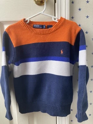 Suéter De Colección Ralph Lauren 6 Azul Rayas Algodón Colorido Niños POLO JAPÓN $85 Foto 1 de 4
