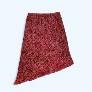 Kathie Lee hellroter asymmetrischer Rock mit Blumenmuster Größe UK 16 US 12 Boho  - Bild 1 von 8