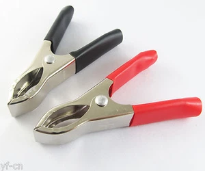 200pcs Car Battery Alligator Insulated Clamp Clip 30A 75mm Reb & Black  2 Colors - Picture 1 of 9
