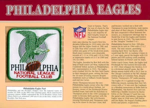 PHILADELPHIA EAGLES Willabee Ward NFL GOLDEN AGE FOOTBALL PATCH & INFO STAT CARD - Picture 1 of 2
