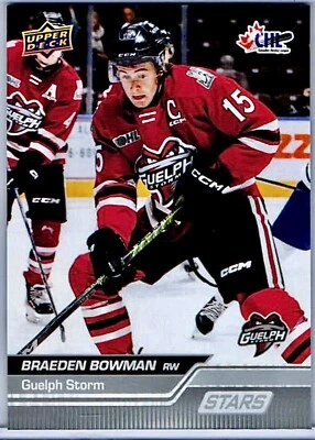 Braeden Bowman Rookie 2023-24 Upper Deck CHL Stars #308 RC Vegas Golden Knights Foto 1 de 2