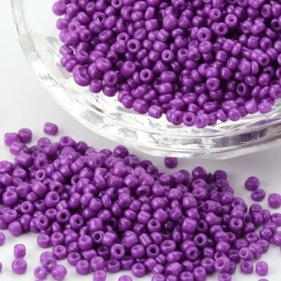 Glass Seed Beads Opaque Orchid Purple - 3mm Size 8/0 50g Approx 1400pcs Small - Image 1 of 2