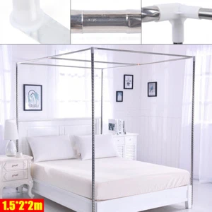 Zanzariera in acciaio inox 4 angoli staffa tenda letto baldacchino palo 1,5x2x2m - Foto 1 di 13