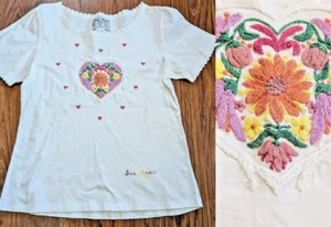 Vintage Swan Magic Tee Shirt Embroidered Floral Heart EUC women's medium top 3B - Picture 1 of 9
