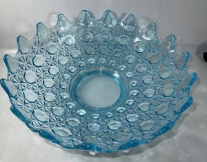 RARE Antique Co-Operative Flint AQUA BLUE Currier Ives Console Bowl UV Reactive - Picture 1 of 11