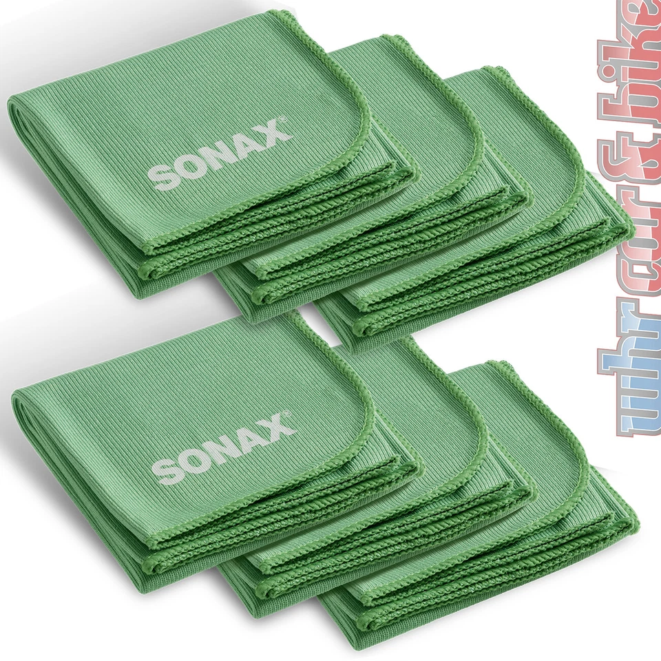 6 uds Sonax paño de cristal paño de microfibra interior + disco 265GSM paño de acabado de vidrio 40x40 cm