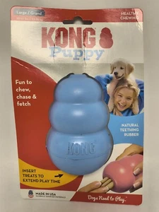 KONG Natural Rubber Teething Chew Dog Toy With Treat Insert, Blue Large 30-65Lbs - Picture 1 of 3