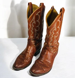Tony Lama Honey Brown Lizard Men's Cowboy Boots Size 9.5 - Picture 1 of 20