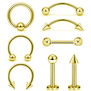 8 Pcs Eyebrow Labret Stud Body Piercing Jewelry Lot Horseshoe Nose Ring Set 16G - Picture 1 of 9