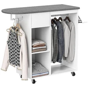 DecHome Mobile Asse da Stiro con Ruote e Ripiani 125x43.5x112 cm Bianco R4300WT - Foto 1 di 9