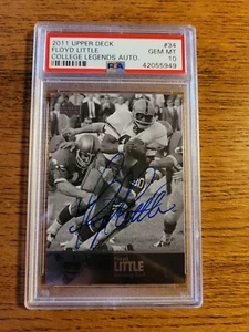 2011 Upper Deck College Legends #34 Floyd Little Auto PSA 10 Gem Mint POP 2 - Picture 1 of 2
