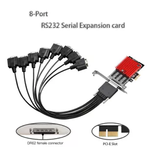 RS232 Serial Port 8-Port PCIE Serial Expansion card Expansion Adapter Riser Card - Picture 1 of 6