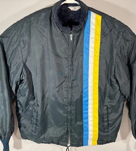 Giacca a vento vintage anni 70 racing righe foderata sherpa The Great Lakes mod hip XL - Foto 1 di 9