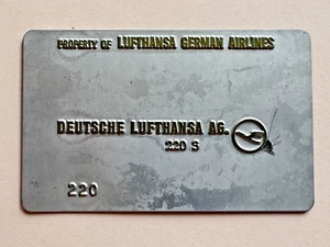 Vintage Deutsche Lufthansa AG German Airline Ticket Validation Plate - Bild 1 von 2