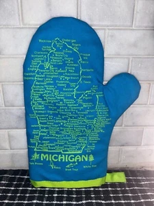 NWOT State of Michigan Kitchen Oven Mitt Mitten and UP Double Sided Cities Map - Picture 1 of 2