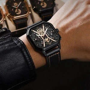 Fashion Waterproof Wristwatch Leather Men's Watch Luminous Chronograph Watches - Picture 1 of 22