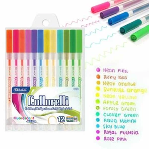 12Pc Gel Pens Bright Neon Colored Fluorescent Art School Sketch Drawing Coloring - Picture 1 of 1