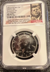 2019 D KENNEDY HALF DOLLAR NGC MS 66 PL 50C FIRST RELEASE ROCKETSHIP MINT SET - Picture 1 of 1