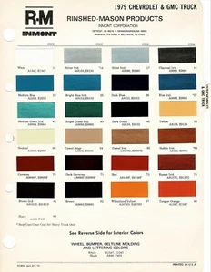 1979 CHEVROLET PICKUP TRUCK BLAZER LUV & GMC TRUCK CABALLERO PAINT CHIPS (R-M) - Picture 1 of 1