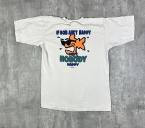 Vintage 90s Bob The Fish Funny Comedy T Shirt size L White - Picture 1 of 13